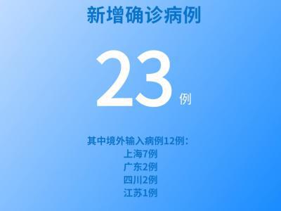 國家衛健委:5月31日新增新冠肺炎確診病例23例其中本土病例11例