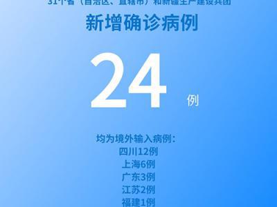 國家衛健委：6月22日新增新冠肺炎確診病例24例均為境外輸入病例