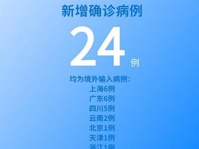 國(guó)家衛(wèi)健委：6月24日新增新冠肺炎確診病例24例均為境外輸入病例