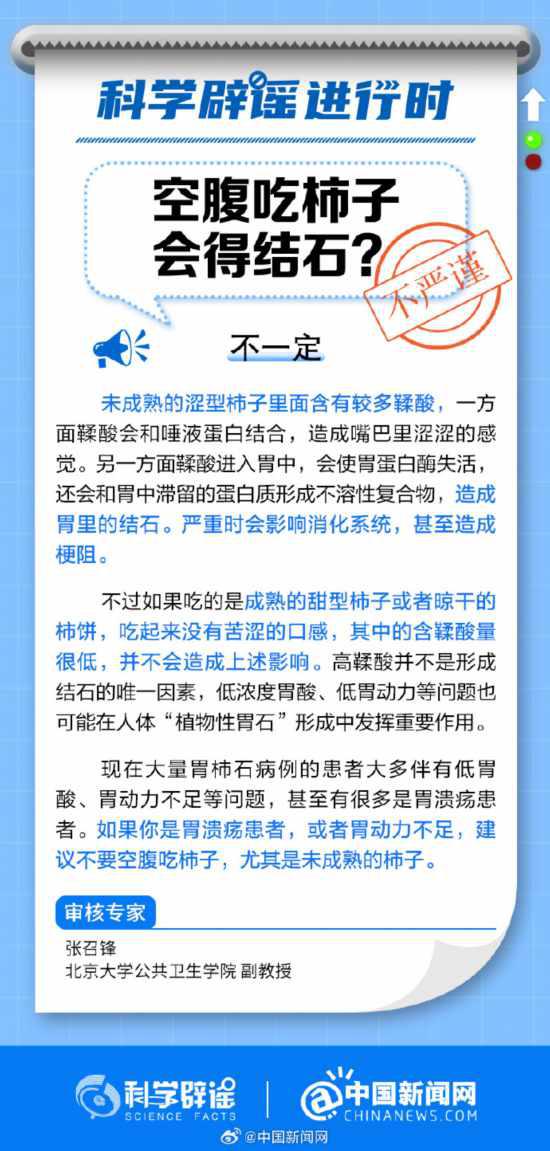 空腹吃柿子會結石嗎？