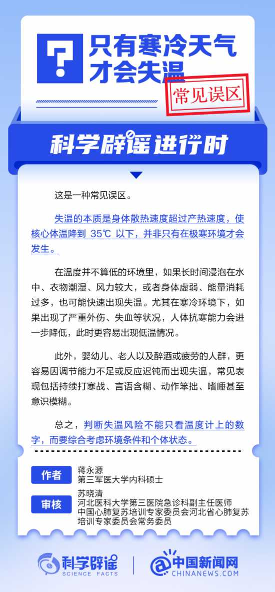 只有寒冷天氣才會(huì)失溫？