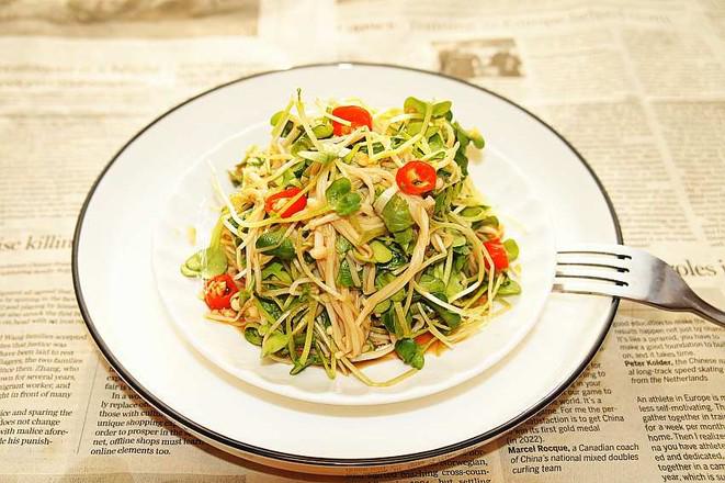 涼拌金針菇蘿卜苗的做法-酸甜味拌菜譜-易網健康養生網 涼拌金針菇蘿卜苗的做法-酸甜味拌菜譜