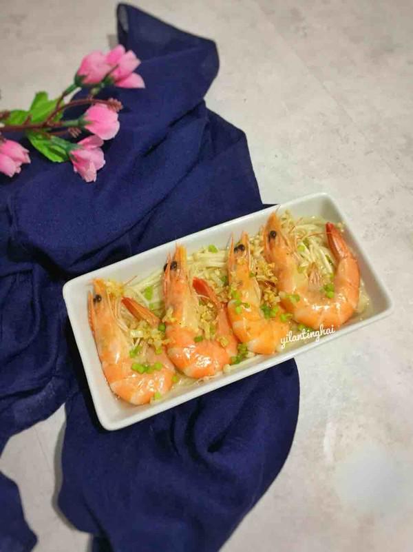 蝦蒸金針菇＃午餐＃的做法-家常味蒸菜譜