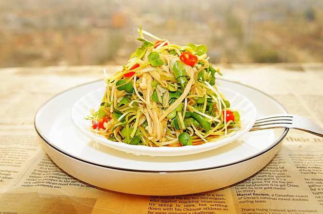 涼拌金針菇蘿卜苗的做法-酸甜味拌菜譜-易網健康養生網 涼拌金針菇蘿卜苗的做法-酸甜味拌菜譜