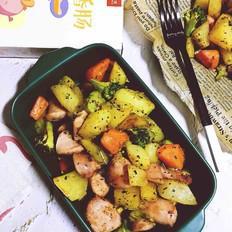 香腸烤土豆的做法-黑椒味烤菜譜