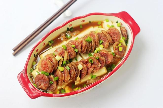 臘腸蒸豆腐的做法-咸鮮味蒸菜譜