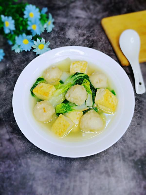 墨魚丸小油菜豆腐湯的做法-咸鮮味煮菜譜