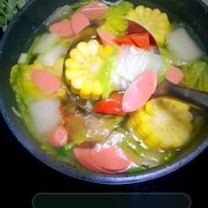 白菜玉米清脂養(yǎng)顏湯的做法-咸鮮味煮菜譜