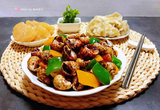 彩椒辣醬炒花螺的做法-香辣味炒菜譜