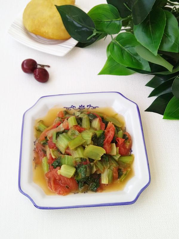 西紅柿炒小白菜的做法-家常味炒菜譜