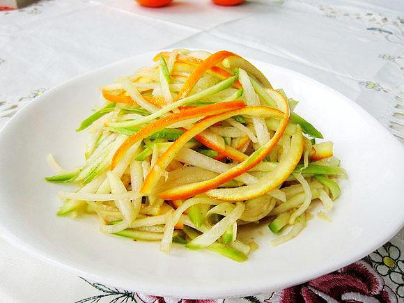 橙子皮拌青蘿卜絲的做法-家常味拌菜譜