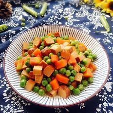 時蔬燴雞蛋干的做法-家常味炒菜譜