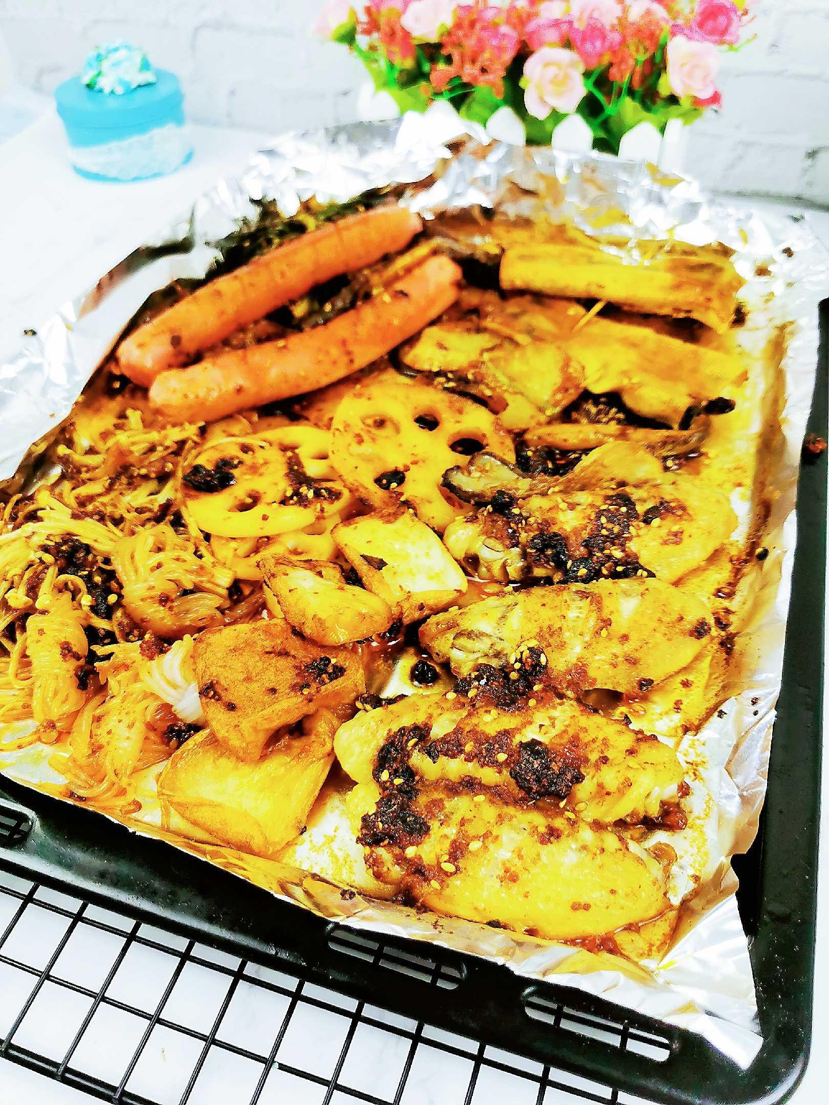 宵夜燒烤拼盤的做法-香辣味烤菜譜