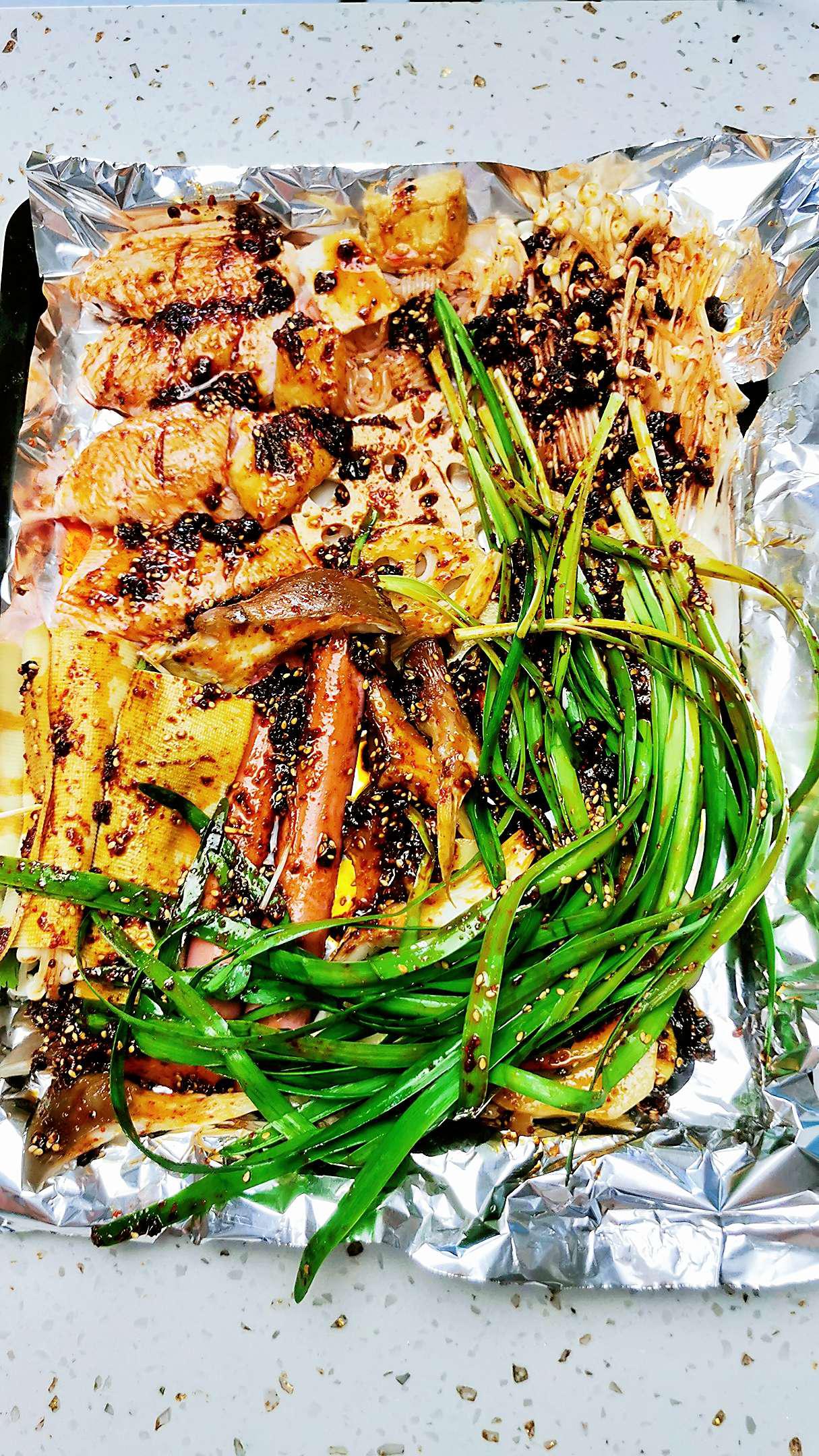 宵夜燒烤拼盤的做法-香辣味烤菜譜