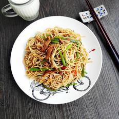 豆角肉絲炒面的做法-家常味炒菜譜