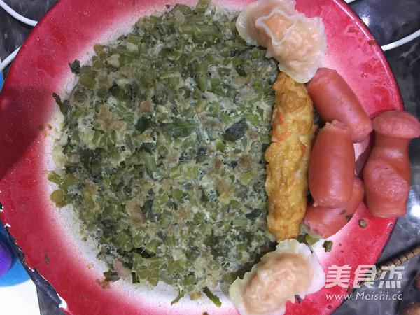 蒿子桿蒸肉餅的做法-咸鮮味蒸菜譜