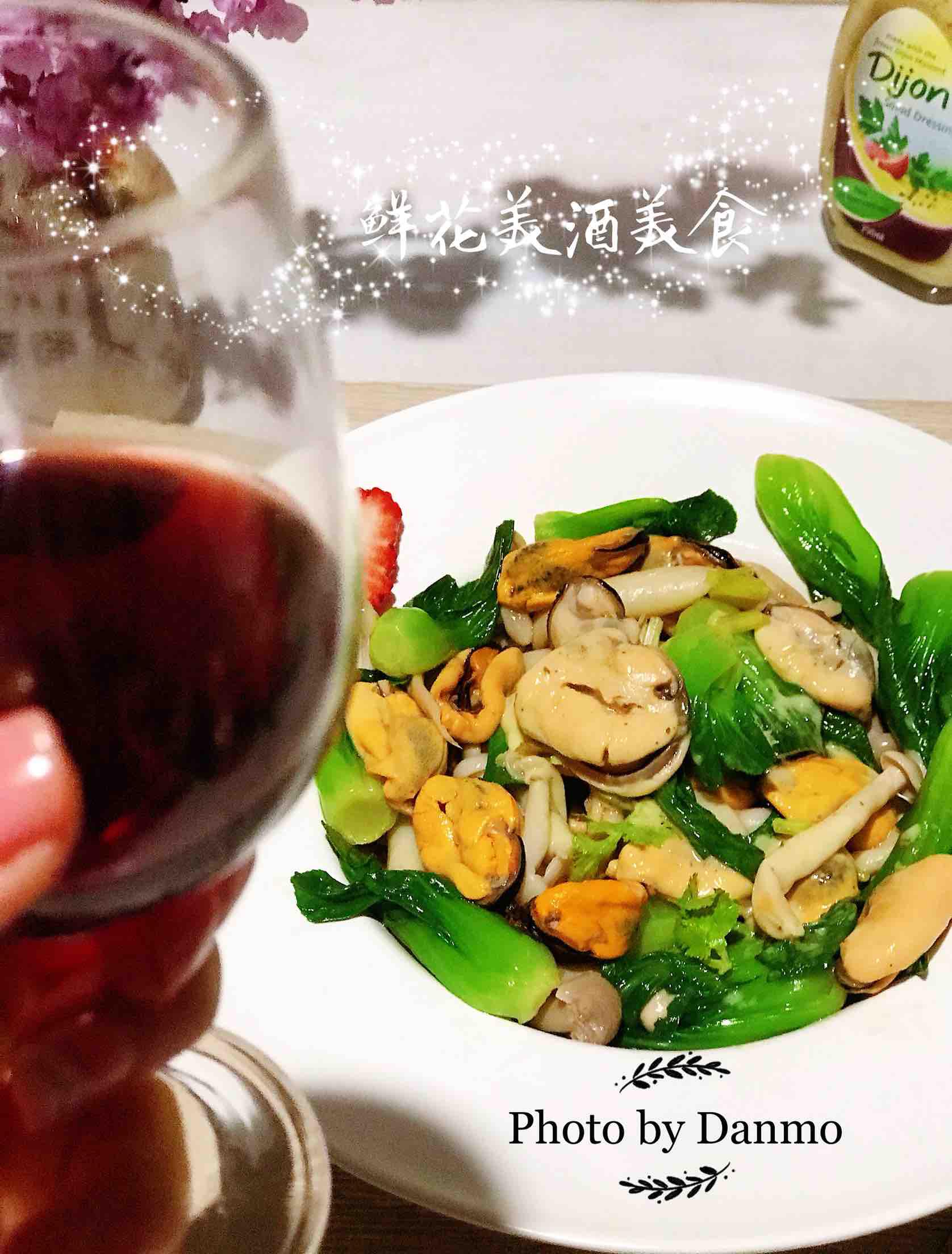 鮮美可口營養豐富的海鮮菇油菜拌海虹的做法-咸鮮味拌菜譜