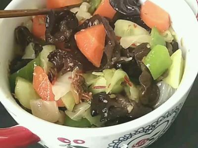 杏鮑菇蝦仁花蛤醬拌時蔬的做法-香辣味拌菜譜