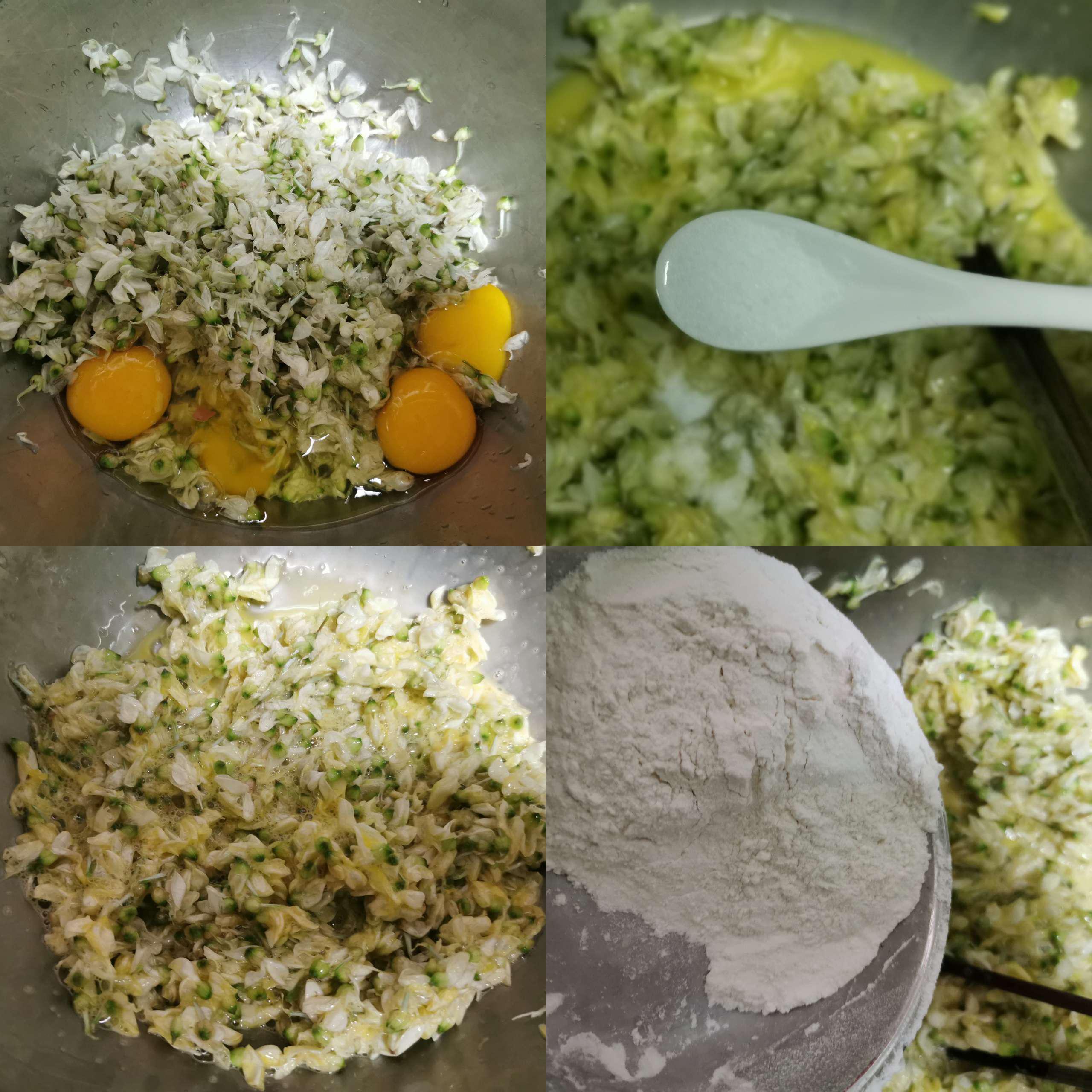 槐花系列之槐花雞蛋餅的做法-咸鮮味煎菜譜