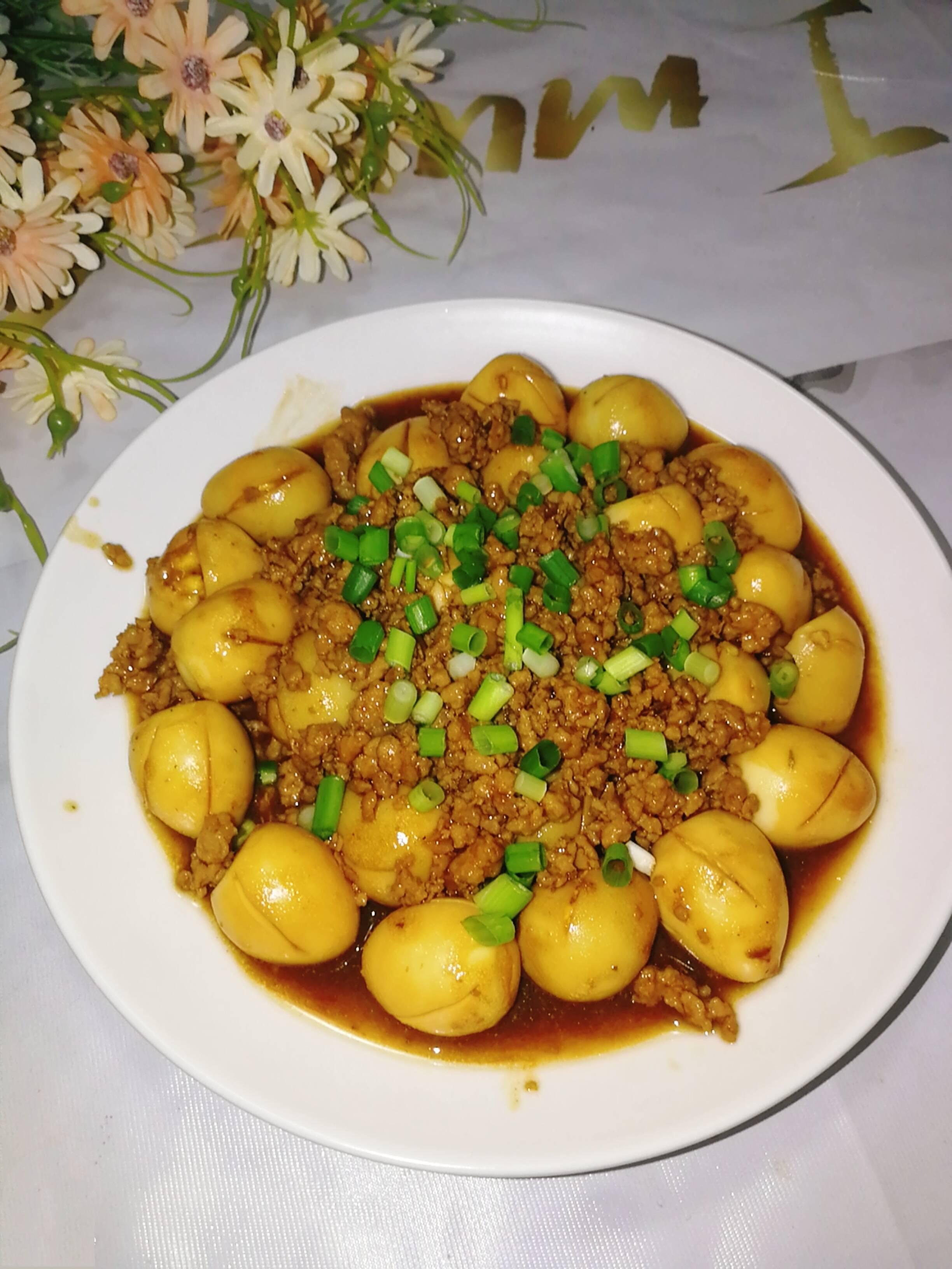 肉末燒鵪鶉蛋的做法-家常味炒菜譜