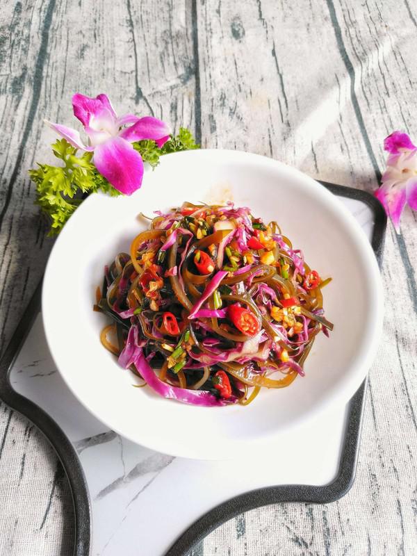 紫甘藍拌海帶絲的做法-酸辣味拌菜譜