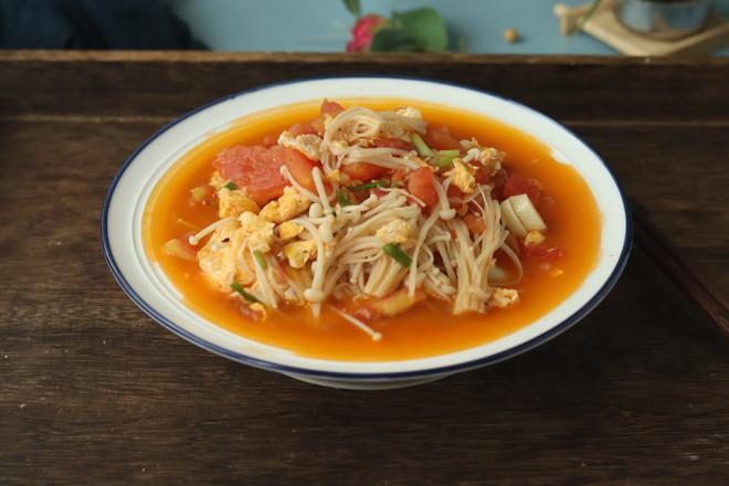 金針菇番茄雞蛋的做法-家常味炒菜譜