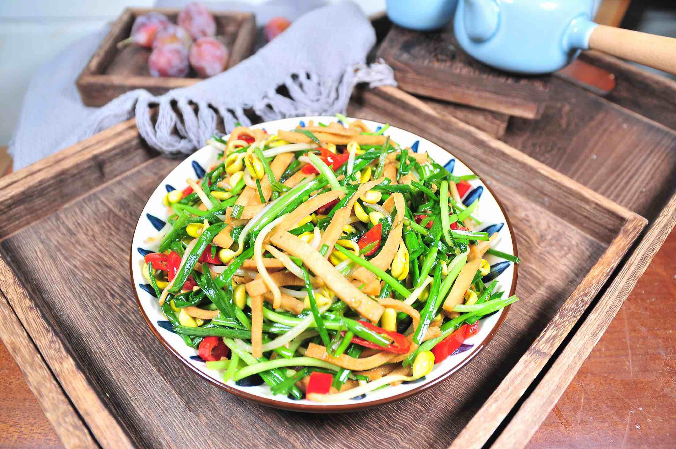 韭香豆芽炒干子的做法-家常味炒菜譜