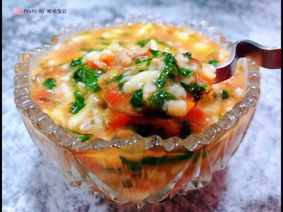 西紅柿香菇芹菜葉生豬肉疙瘩湯的做法-家常味煮菜譜