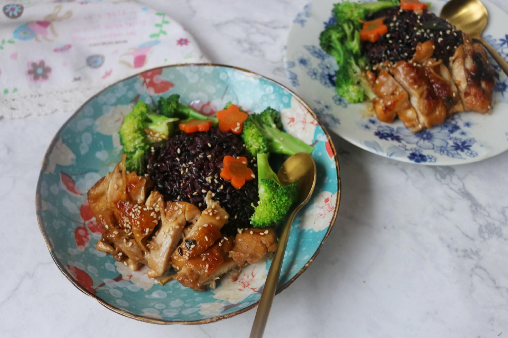 照燒雞腿黑米飯的做法-家常味蒸菜譜