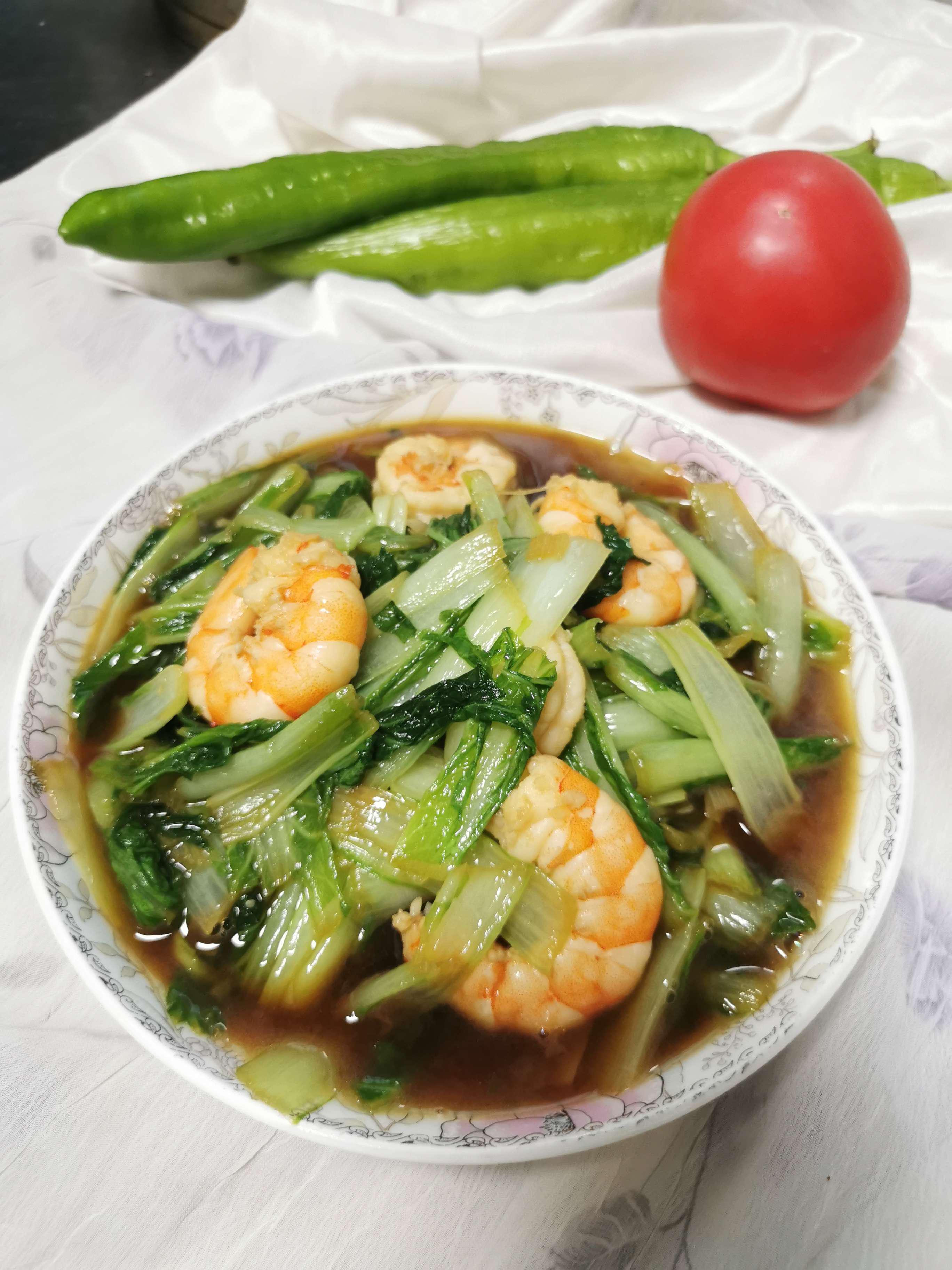 小白菜炒蝦仁的做法-咸鮮味炒菜譜
