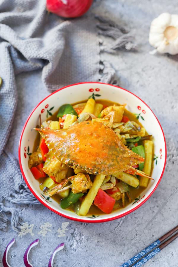 梭子蟹和咖喱碰撞出的美味，簡單零失敗的做法-咖喱味煮菜譜