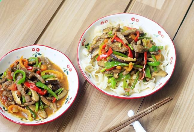 香菇羊肉拌皮帶面的做法-家常味炒菜譜