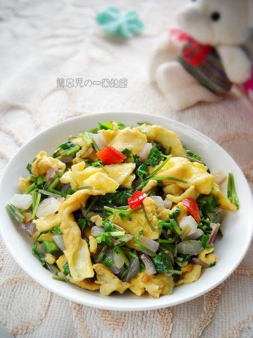 芫荽炒雞蛋的做法-家常味炒菜譜