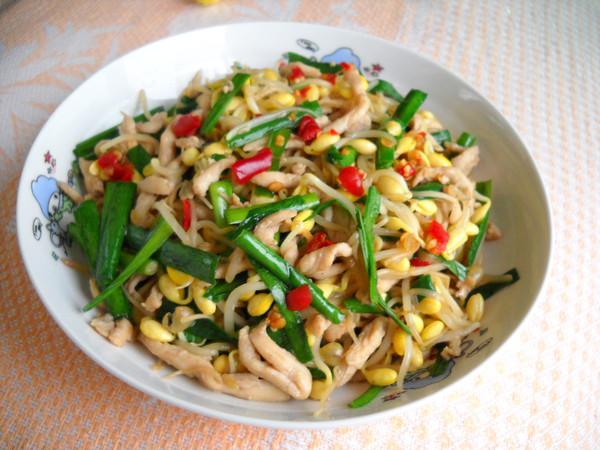 韭菜豆芽雞絲的做法-家常味炒菜譜