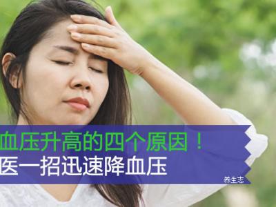 讓血壓升高的四個原因！中醫學一招快速降血壓